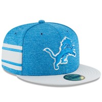 Men's Detroit Lions New Era Blue/Gray 2018 NFL Sideline Home Official 59FIFTY Fitted Hat 3058360